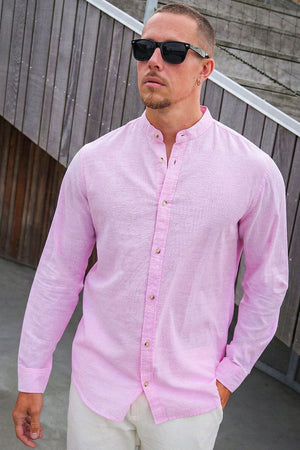 Jack & Jones Summer Hemd Linen Blend Band LS Prism Pink