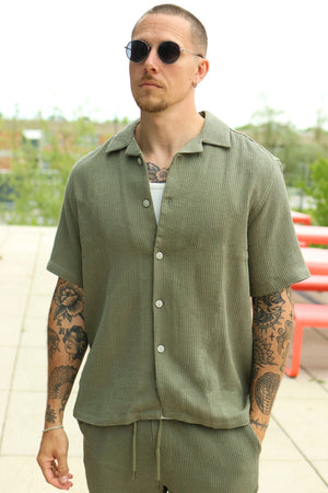 ONLY & SONS Bertil Waffle SS Resort Hemd Deep Lichen Green