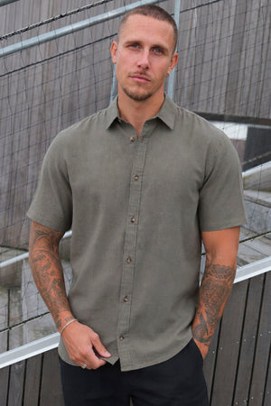 Jack & Jones Summer Hemd Linen Blend SS Dusty Olive