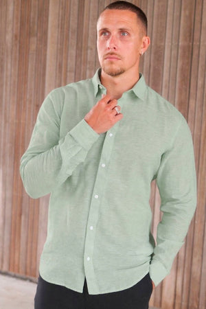 Only & Sons Caiden Life LS Solid Linen Blend Shirt Quiet Green