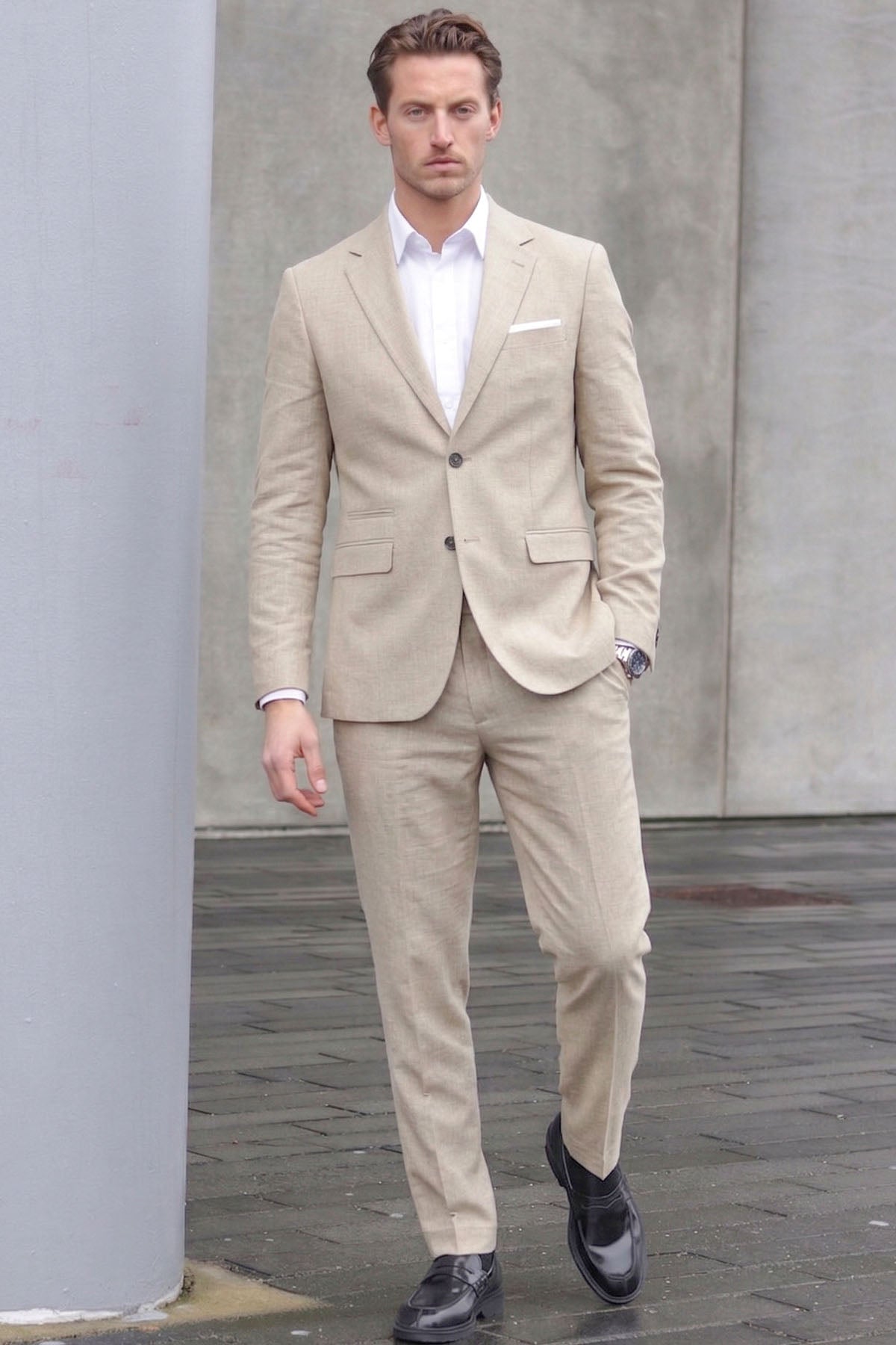 Selected Men Slim-Oasis Linen Trousers Noos Egret