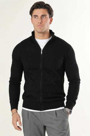 Selected BERG FULL ZIP CARDIGAN Black