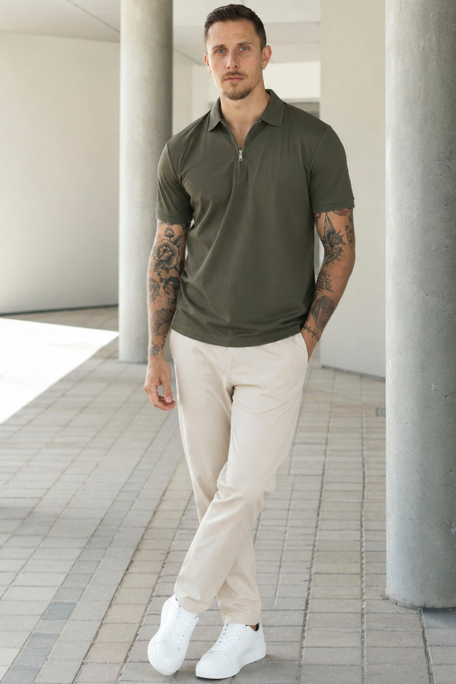 Selected Fave Zip SS Polo Kalamata