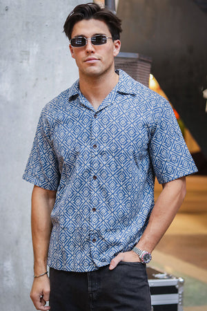 Jack & Jones Vincent Print Resort SS Hemd Bering Sea