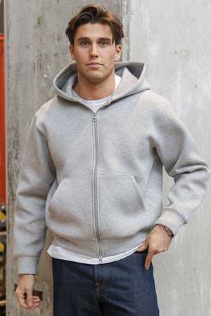 Jack & Jones Cover Scuba Sweat Zip Hood Hellgrau Meliert
