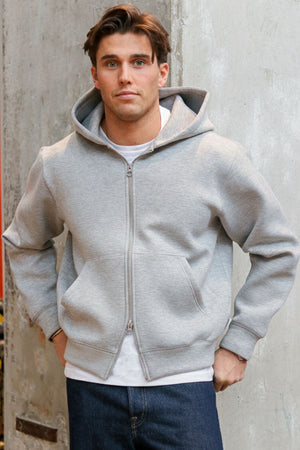 Jack & Jones Cover Scuba Sweat Zip Hood Hellgrau Meliert