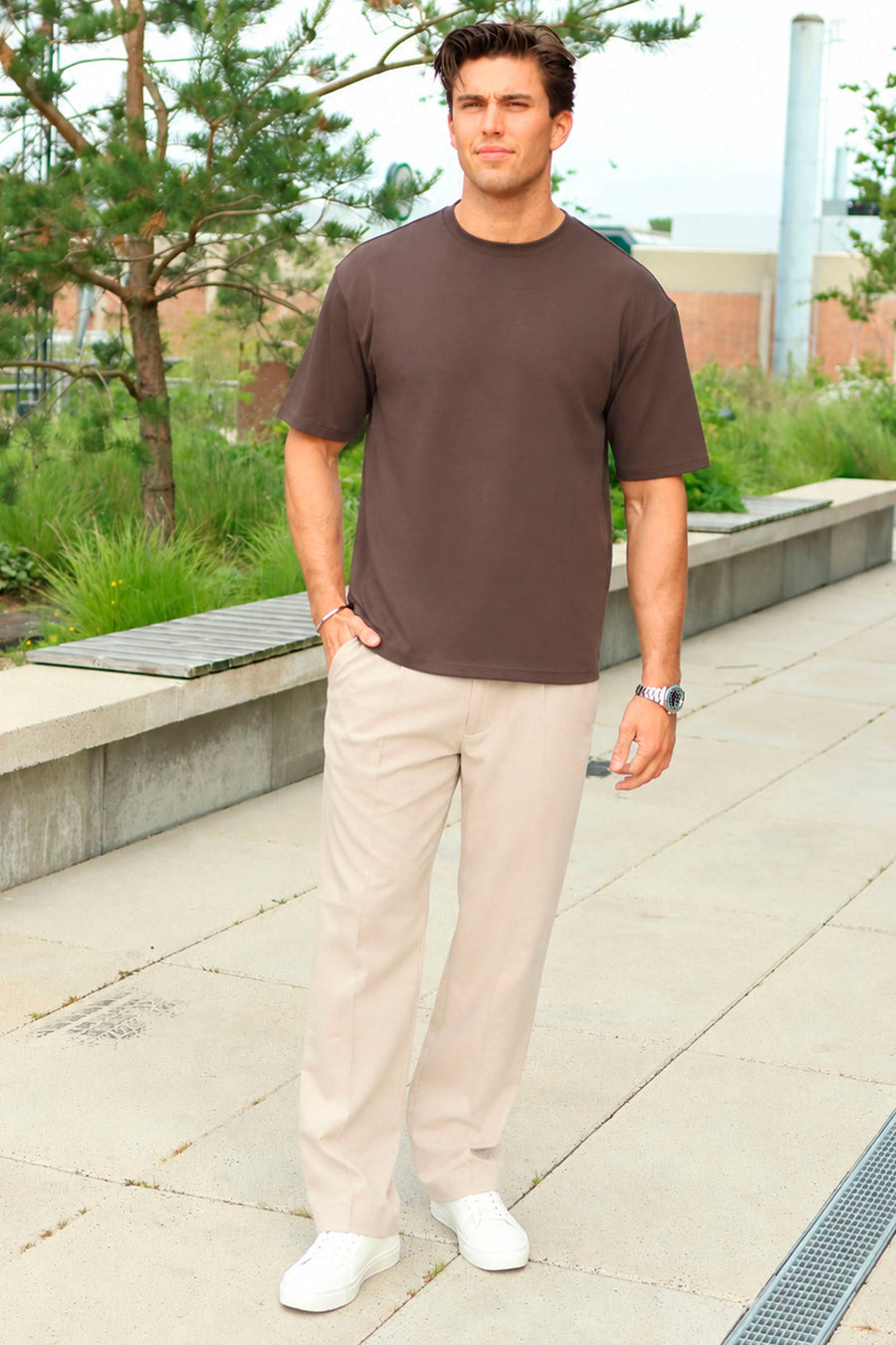 Only & Sons Caspian Airflex Boxy SS Tee Mulch