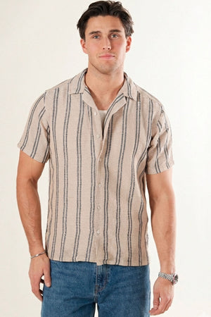 ONLY & SONS Trev Reg Structure Stripe SS Hemd Vintage Khaki