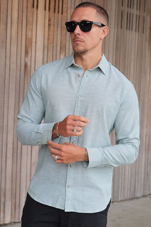 Jack & Jones Summer Hemd Linen Blend LS Granite Green