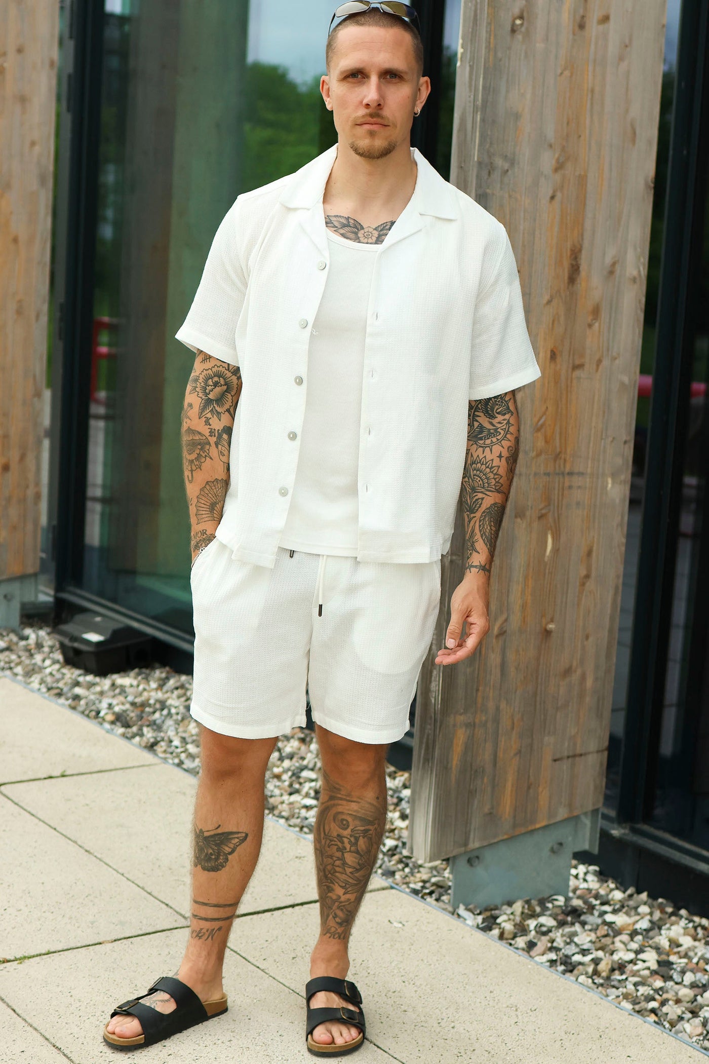 ONLY & SONS Bertil Waffle SS Resort Hemd Cloud Dancer
