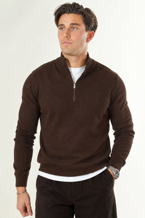 Selected Berg Half Zip Knit Dark Brown