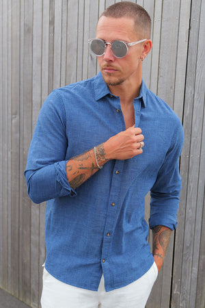 Jack & Jones Summer Hemd Linen Blend LS Navy Blazer