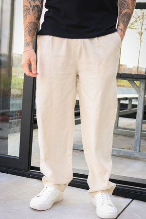 Solid Sdethan Tapered Pleat Oatmeal