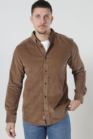 ONLY & SONS Michael Regular Fit Stretch Cord Hemd LS Otter