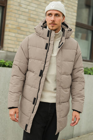 ONLY & SONS Carl Long Quilted Coat Desert Taupe