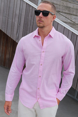 Jack & Jones Summer ShirtLinen Blend LS Prism Pink