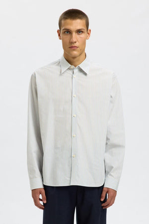 Selected Timben Stripe LS Poplin Hemd Cashmere Blue