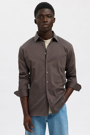 Selected Performance Stretch LS Hemd Morel Mixed Black