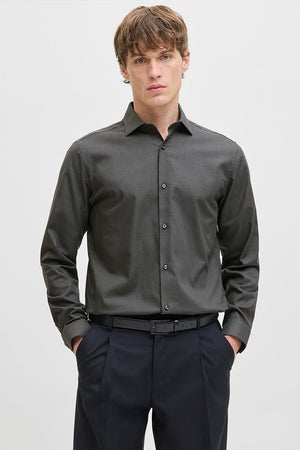 Jack & Jones Parker Wrinkle Resistant Hemd LS Dark Grey Melange