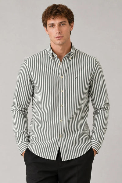 Clean Cut Copenhagen Eske Oxford Big Striped Shirt Green