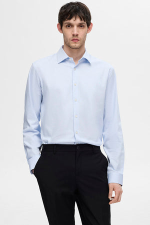 Selected Performance Stretch LS Hemd Light Blue Mixed White