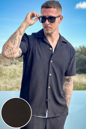 Selected Relax Plisse Resort SS Hemd Black