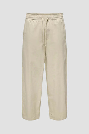 Only & Sons Daves Wide Cotton Linen Pants 0007 Silver Lining