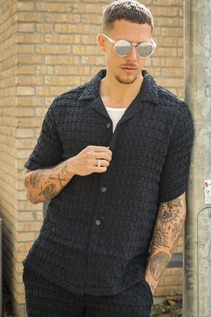 ONLY & SONS Braddock Regular SS Resort Waffle Hemd Jet Black