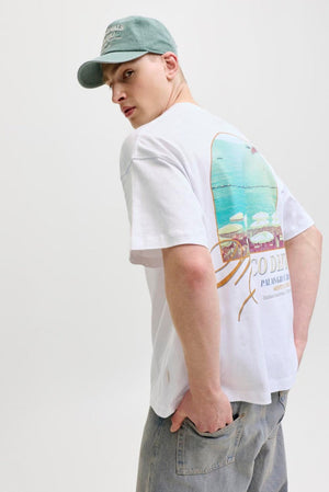 Jack & Jones Jorsanremo Back Tee SS Crew Neck SN Bright White
