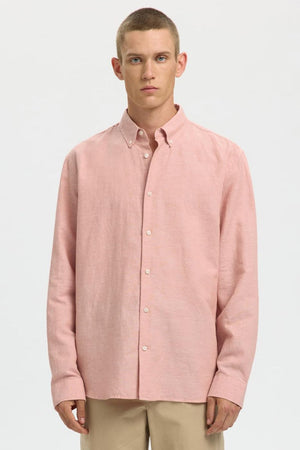 Selected Regclay Linenblend Shirt Rose Dawn