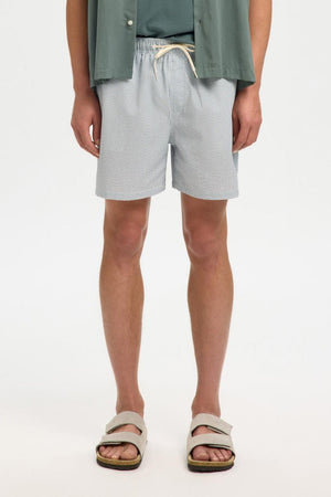 Selected Cooper Seersucker Swimshorts Blue Mirage