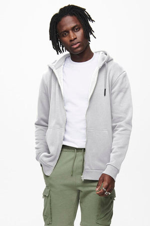 Only & Sons Ceres Zip Hoodie Super Light Grey Melange