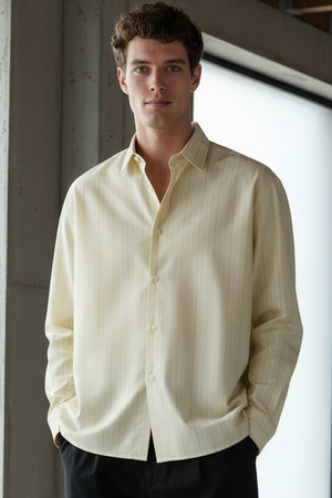 Selected Timben Stripe LS Poplin Hemd Angora