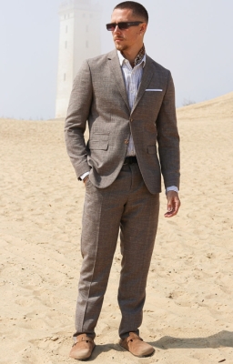 Selected Slim Oasis Leinen Suit Dark Sand Melange