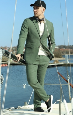 Selected Slim Oasis Leinen Suit Light Green Melange