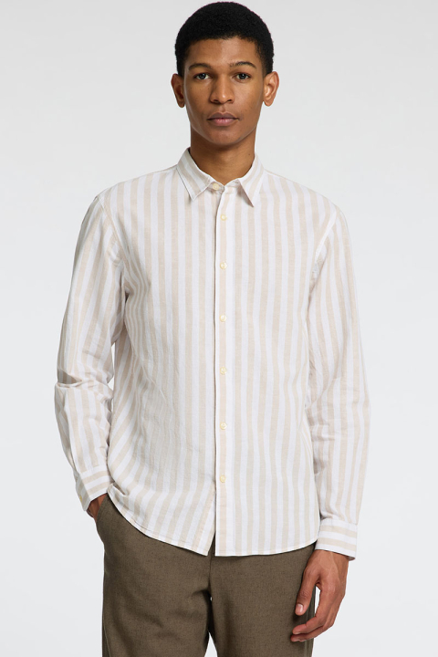 Selected Slim Sun Linen Hemd LS Pure Cashmere Stripe