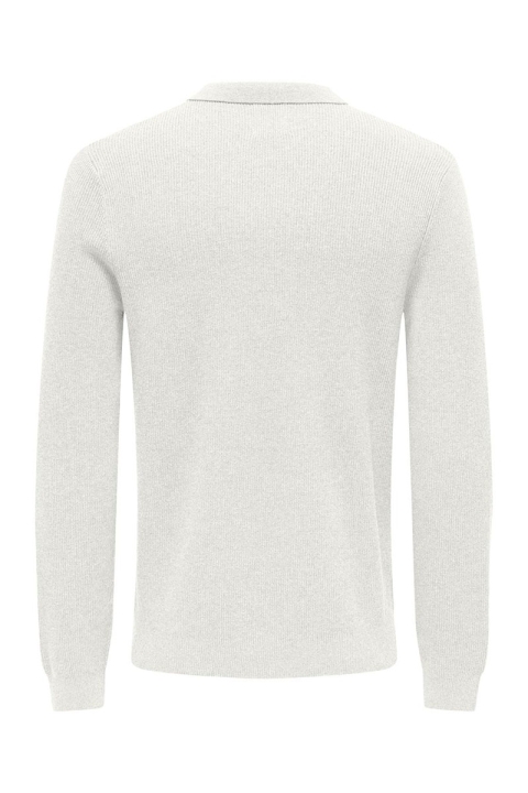 ONLY & SONS Phil Rib LS Polo Knit Cloud Dancer