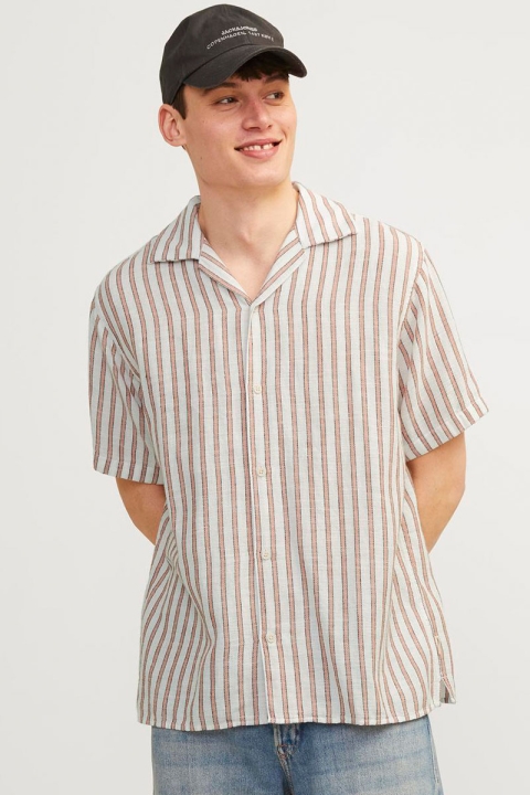 Jack & Jones Noto Stripe Resort Hemd SS Carnelian