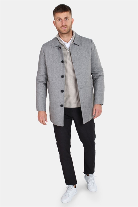 Clean Cut Halmstad Uld Frakke Light Grey Mel