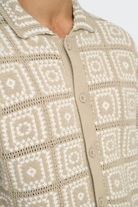 ONLY & SONS Bart Relax SS Knit Hemd Silver Lining