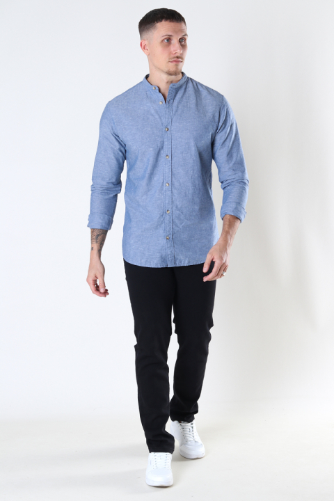 Jack & Jones Summer Band Hemd LS Faded Denim