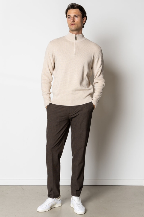 Clean Cut Copenhagen Oscar half-zip knit Ecru Melange