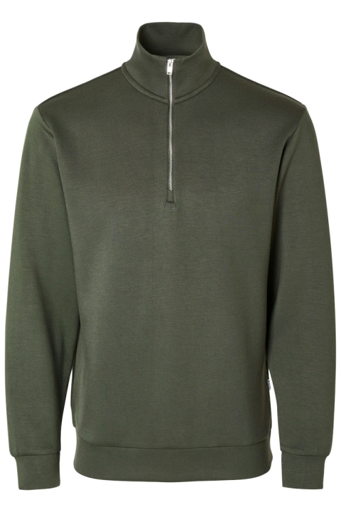 Selected Emanuel Soft Half Zip Sweat Forest Night