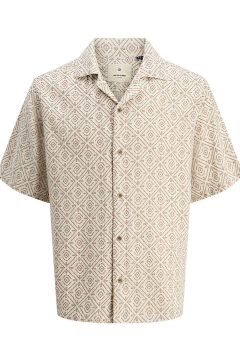 Jack & Jones Vincent Print Resort SS Hemd Oatmeal