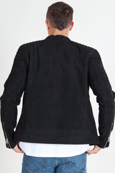 ONLY & SONS Gus Faux Suede Racer Jacket Black