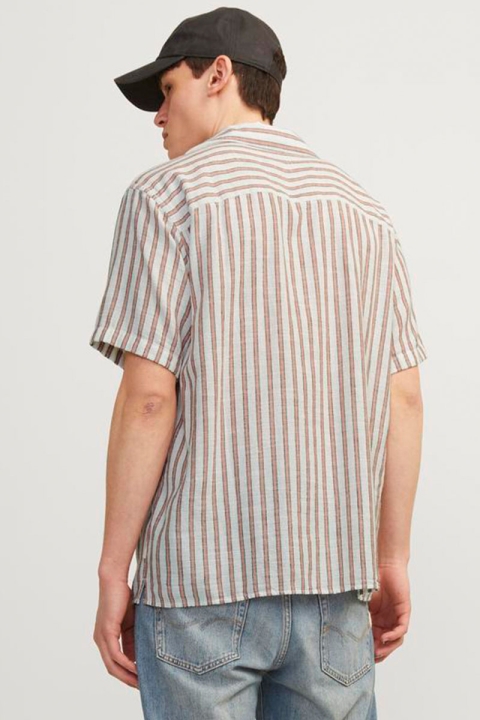 Jack & Jones Noto Stripe Resort Hemd SS Carnelian