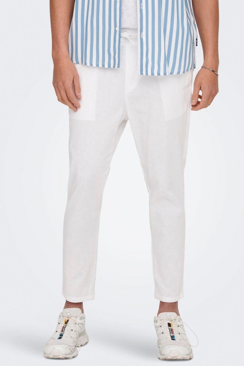 ONLY & SONS Linus Linen Crop Pants  Bright White