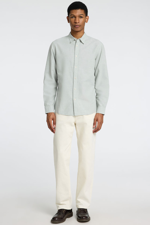 Selected Slim Sun Linen Hemd LS Iceberg Green / White