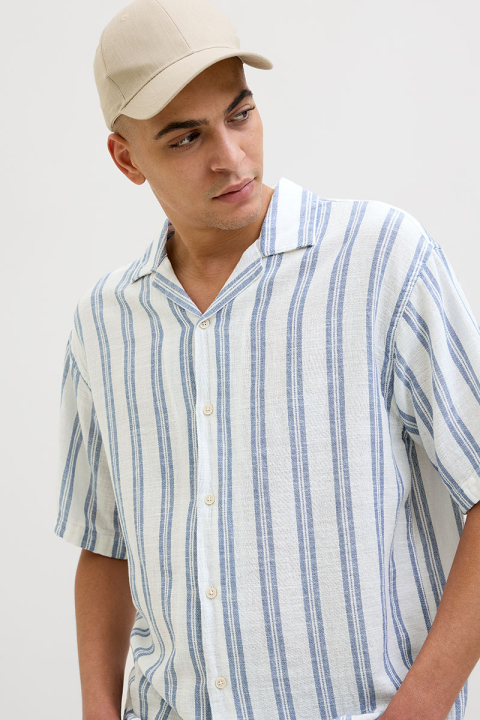 Jack & Jones Enzo Stripe Resort Hemd SS White