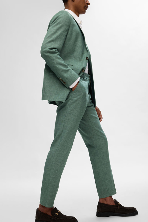 Selected SLIM OASIS LINEN PANTS Light Green Melange